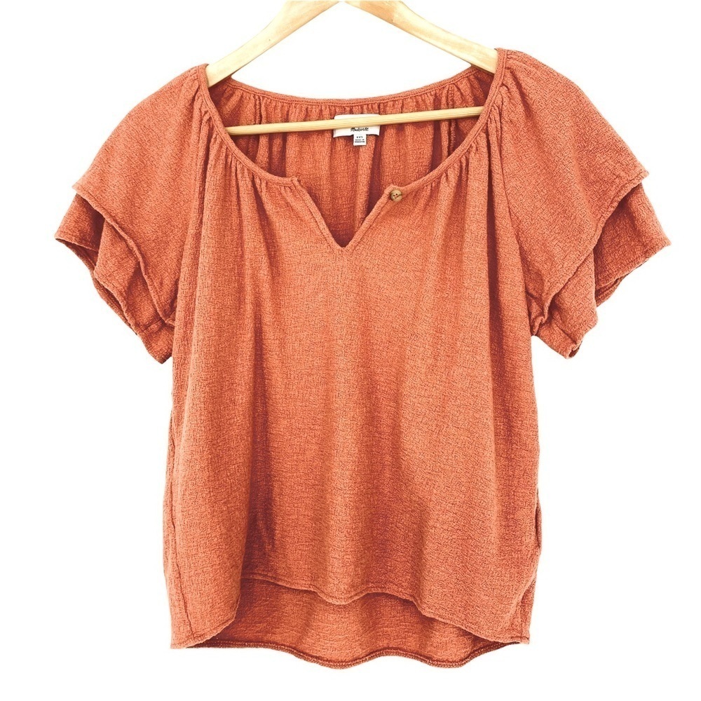 NWT MADEWELL Texture & Thread Tiered-Sleeve Top